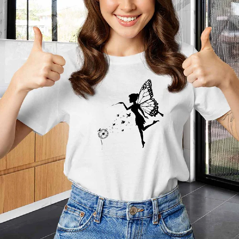 Flying fairy girl tee for women - Lioness-love.com Welt Pockets Slit Pockets