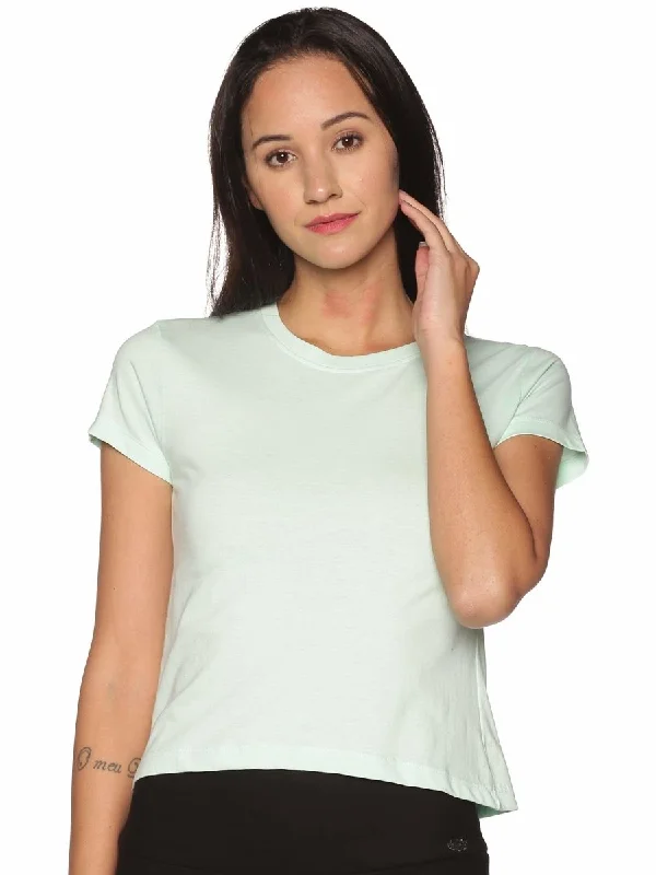 Women's Organic Cotton T-Shirt - Pastel Green V-Neck T-Shirt Long Sleeve Cotton