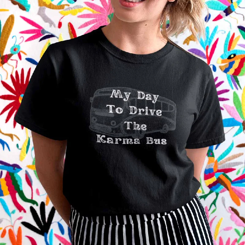 Karma bus graphic tee for ladies fashion, lioness-love Silk Blend Satin Velvet