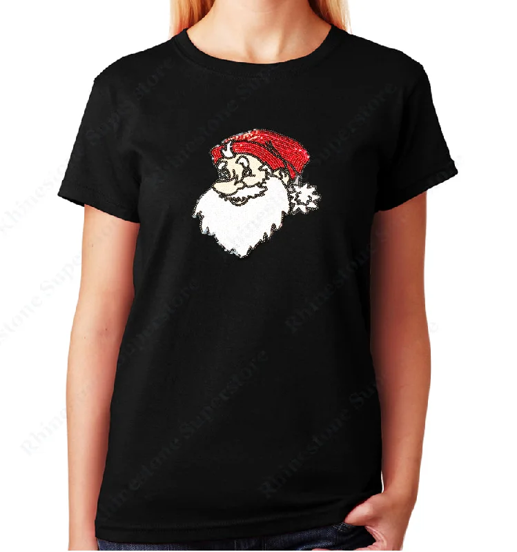 Women's / Unisex T-Shirt with Santa in Sequence Hooded Caped Shawl Collar