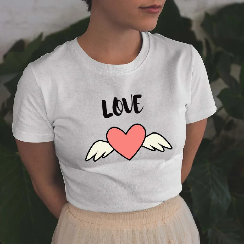 Heart with wings love tee for women, Lioness-love.com Collared Crew Neck Turtle Neck