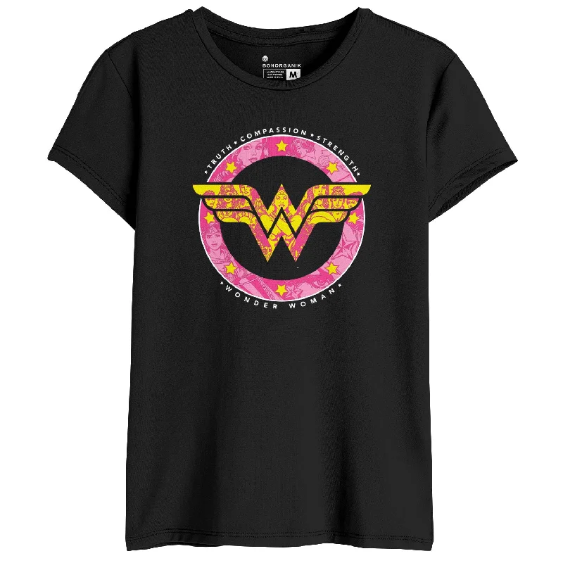 Wounder Women Graphic Printed Women Tees Fleece Fabric Down Fabric Feather Fabric