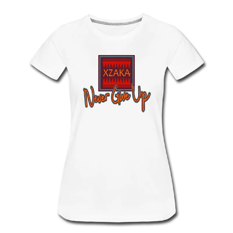 XZAKA - Men "Never Give Up" Motivational T-Shirt - M2408 Mesh Blend Leather Blend Suede Blend