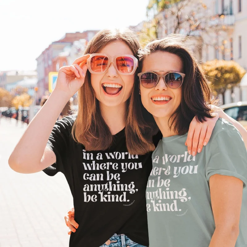 In A World You Can Be Anything, Be Kind | Unisex T-shirt Striped Floral Plaid