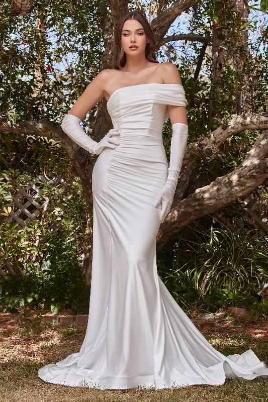 CINDERELLA DIVINE CD986WC Plus Size Jersey Mermaid Gown Navy Blue Jersey Tee