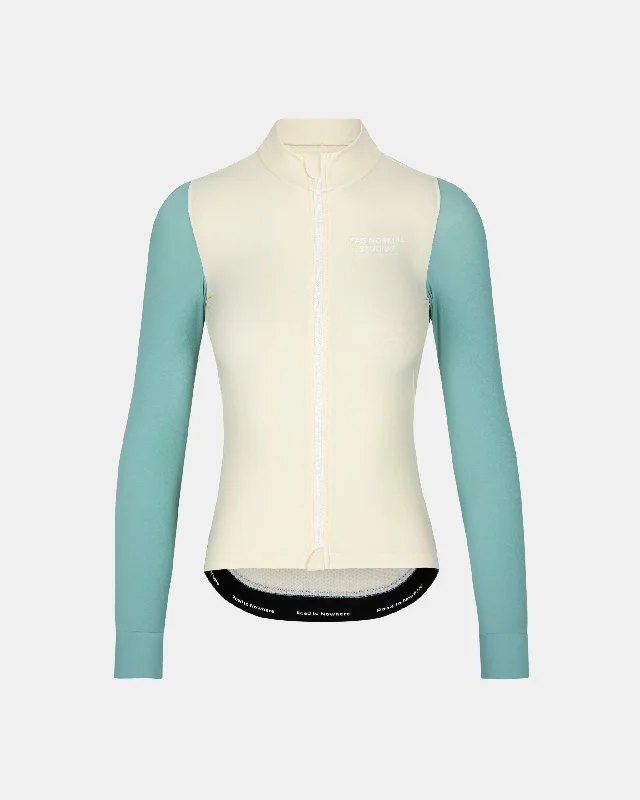 Women's Mechanism Long Sleeve Jersey - Off-White / Light Teal Travel Jersey Tee