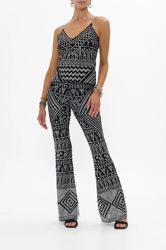 JERSEY FLARE PANT WITH ALL OVER HOTFIX THE EGYPT EFFECT Ash Gray Jersey Tee