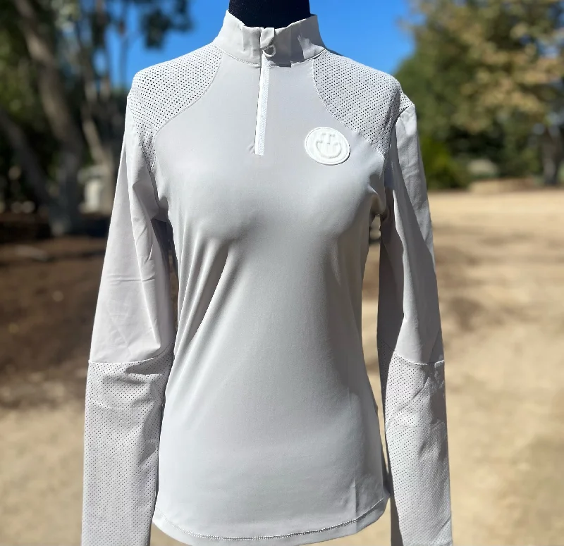 Cavalleria Toscana CT Jersey w/ Perforated Inserts L/S Zip Shirt Bronze Jersey Tee