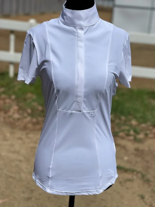 Cavalleria Toscana Jersey S/S Competition Shirt w/Poplin Bib Turquoise Jersey Tee