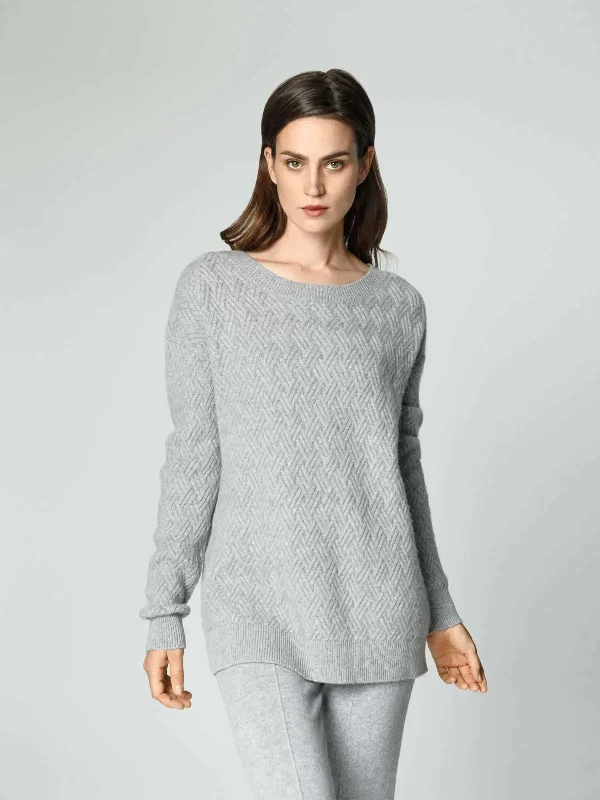 Structure knit cashmere jersey Beige Jersey Tee