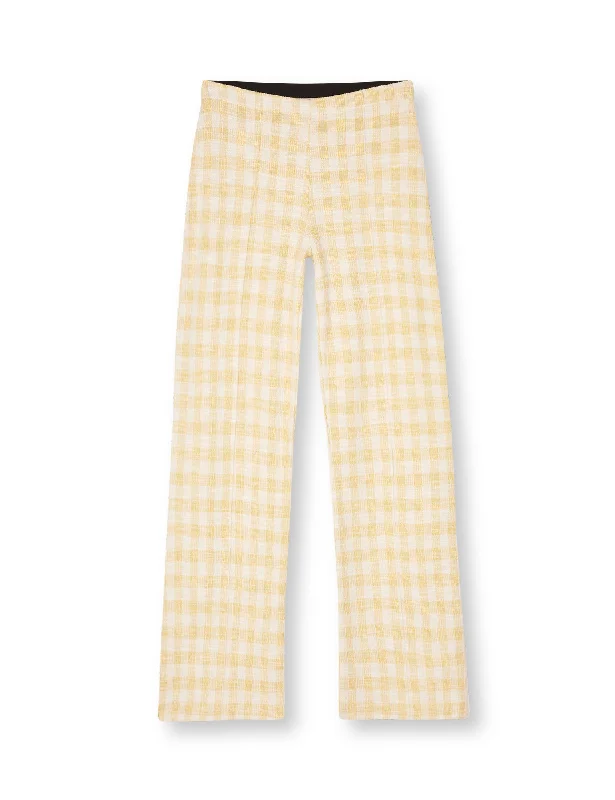 Boucle Jersey Pirla Pants, Misted Yellow/White Alyssum Round Neck Jersey Tee