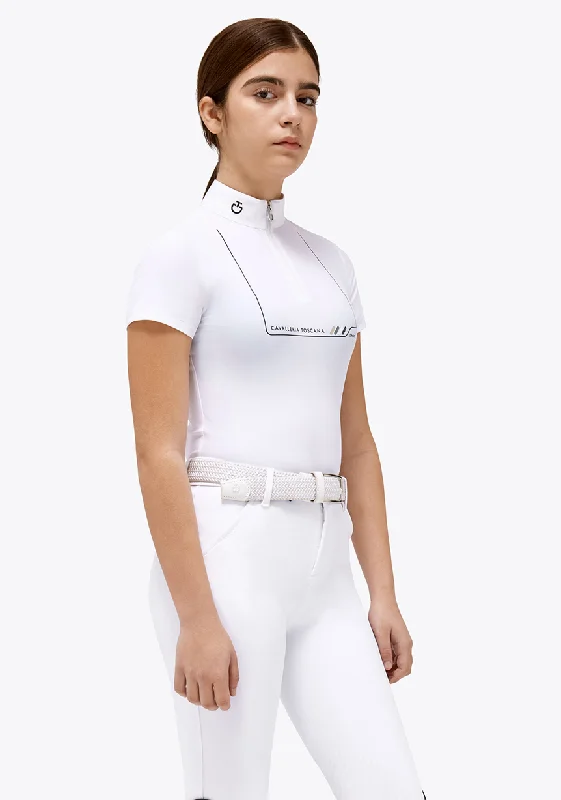 Cavalleria Toscana Girl's CT Dash Jersey Zip Competition Polo - S/S - SALE! Spring Jersey Blouse
