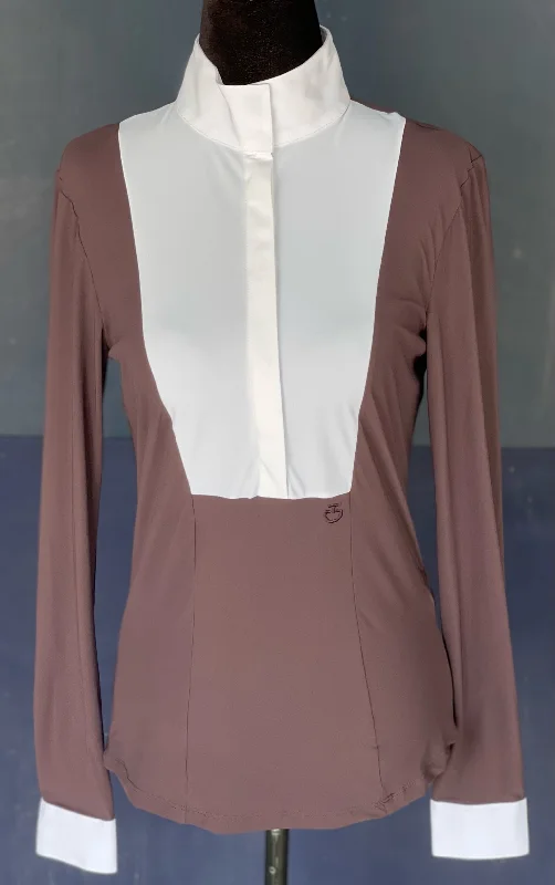 Cavalleria Toscana Jersey L/S Competition Shirt w/Poplin Bib - Wine color / SALE! Party Jersey Tee