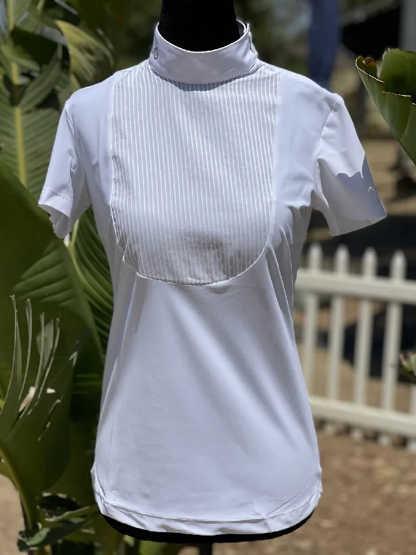 Cavalleria Toscana Jersey S/S Competition Shirt w/ Poplin Pleated Bib - SALE! Casual Jersey Blouse