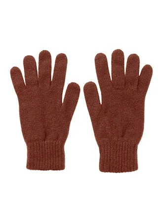 Cashmere Jersey Gloves in Russet Geometric Jersey Top