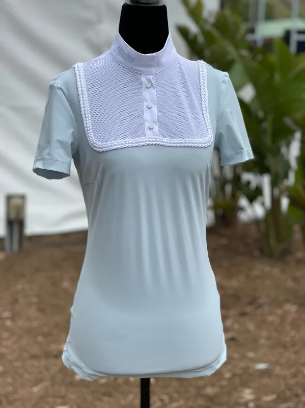 Cavalleria Toscana Jersey S/S Button Up Competition Polo w/ Decorative Trim - SALE! Off Shoulder Jersey Top