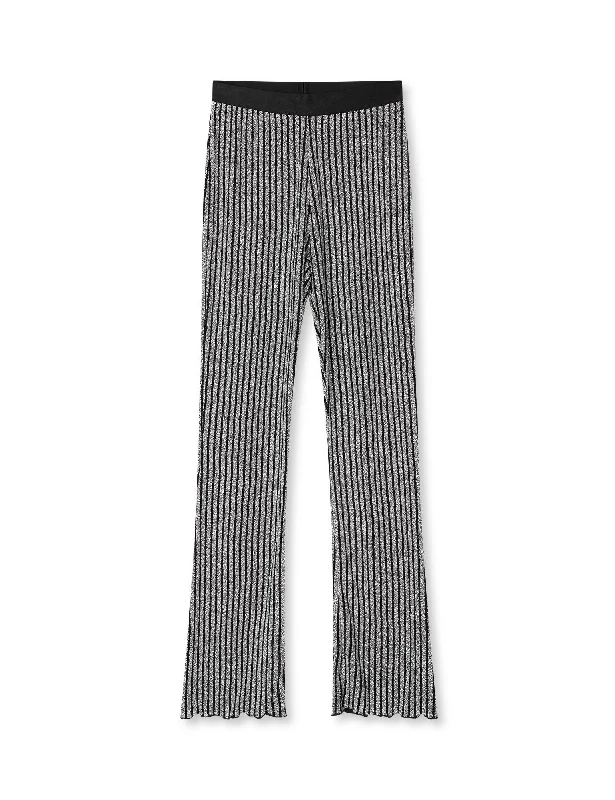Glitter Jersey Uri Pants, Silver/Black Patterned Jersey Tee