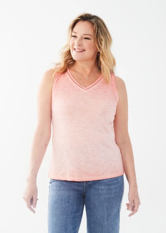 FDJ Sleeveless V-Neck Jersey Top Metallic Jersey Tee