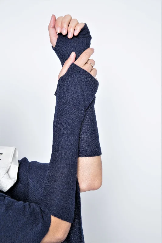 Long Fingerless Gloves in Single Layer Soft Jersey Hemp Jersey Tee