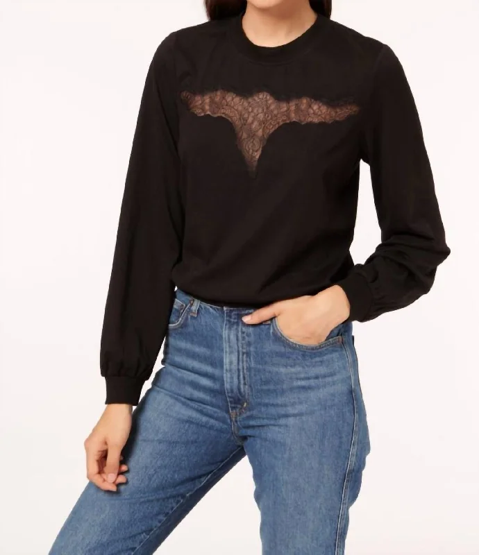 Adalynn Jersey Top In Black Custom Jersey Tee