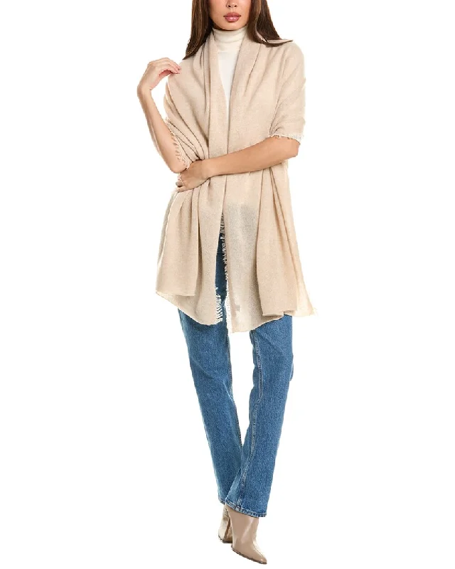 Amicale Cashmere Fringe Jersey Cashmere Travel Wrap Business Jersey Tee
