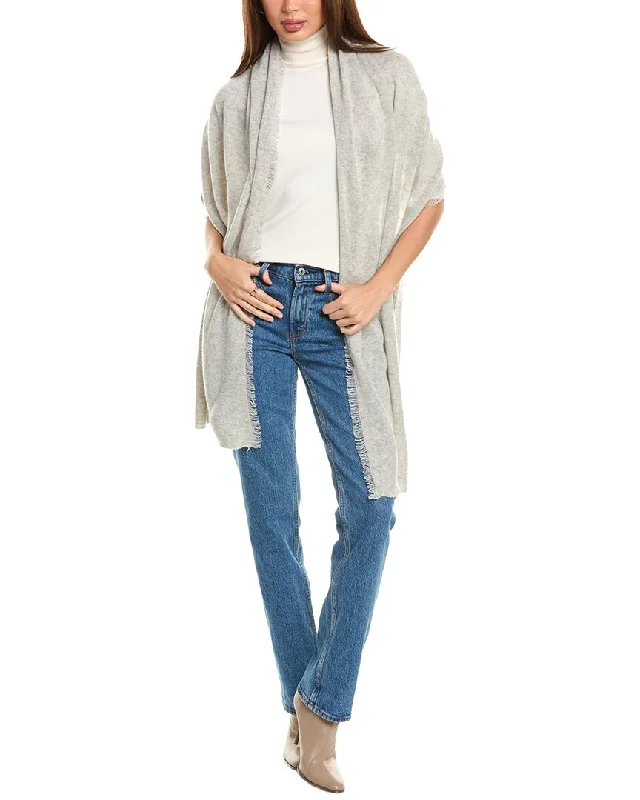 Amicale Cashmere Fringe Jersey Cashmere Travel Wrap Casual Weekend Jersey Tee