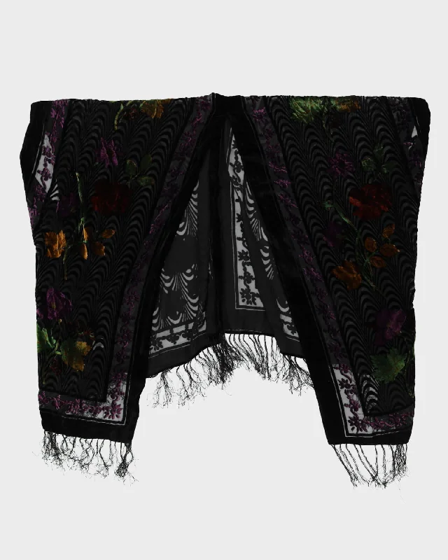 Deco Style Velvet Fringed Wrap Shawl - One Size Lightweight Silk Shawl