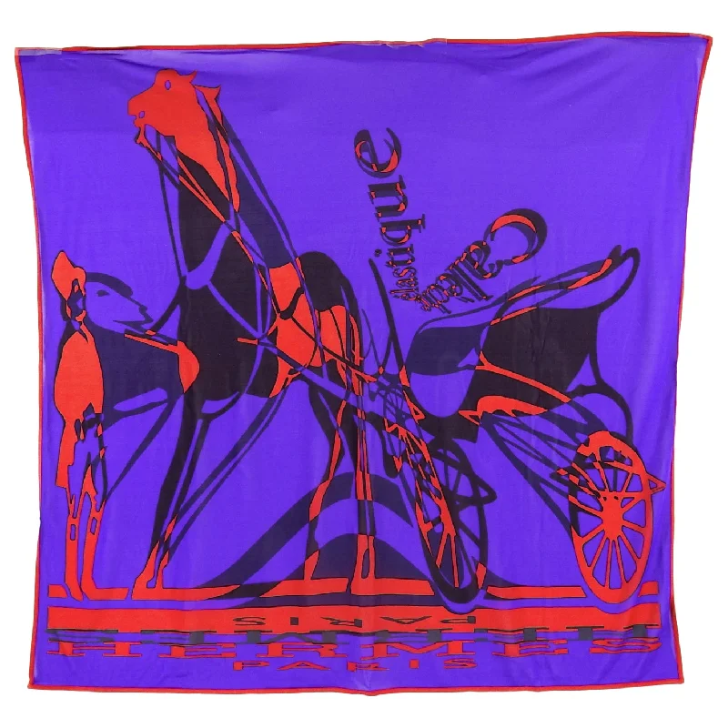 Hermes Caleche Elastique Purple Red Silk Jersey Scarf Dark Color Jersey Shirt
