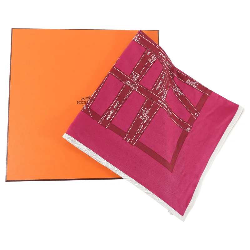 Hermes Fuchsia Ribbon Silk Jersey Scarf Striped Jersey Top