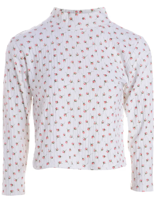 Label High Neck Crop Jersey Top Seasonal Jersey Tee