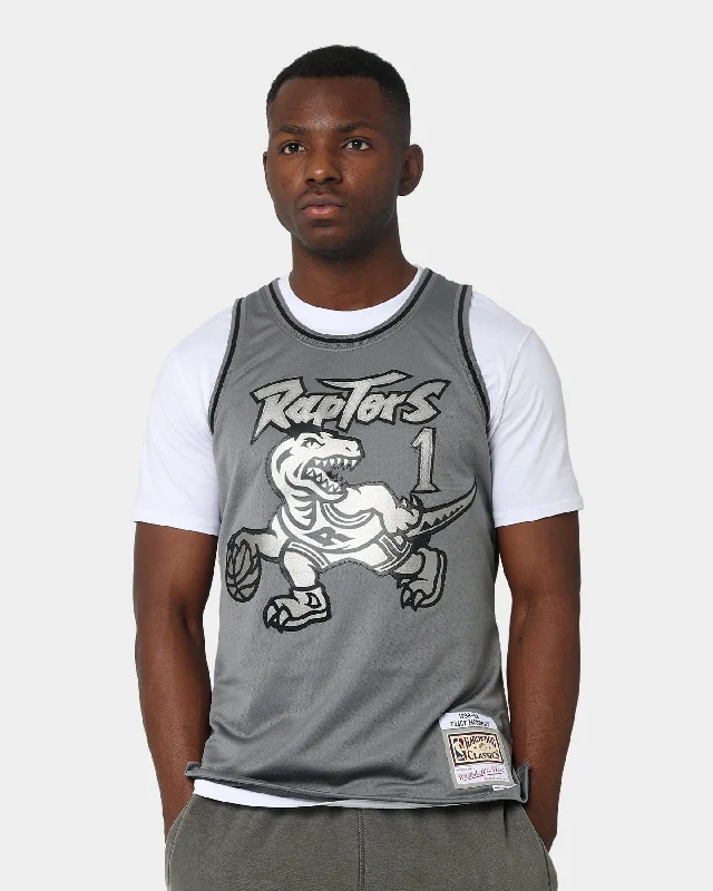 Mitchell & Ness Toronto Raptors Metal Works #1 McGrady Iverson Swingman Jersey Gunmetal Organic Jersey Tee
