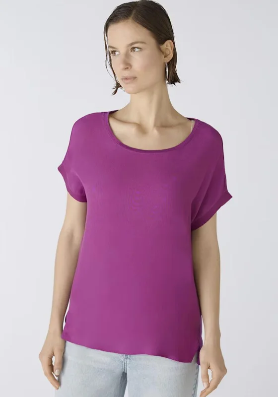 Oui Ayono Contrast Jersey Back Top, Sparkling Grape Glamorous Jersey Tee