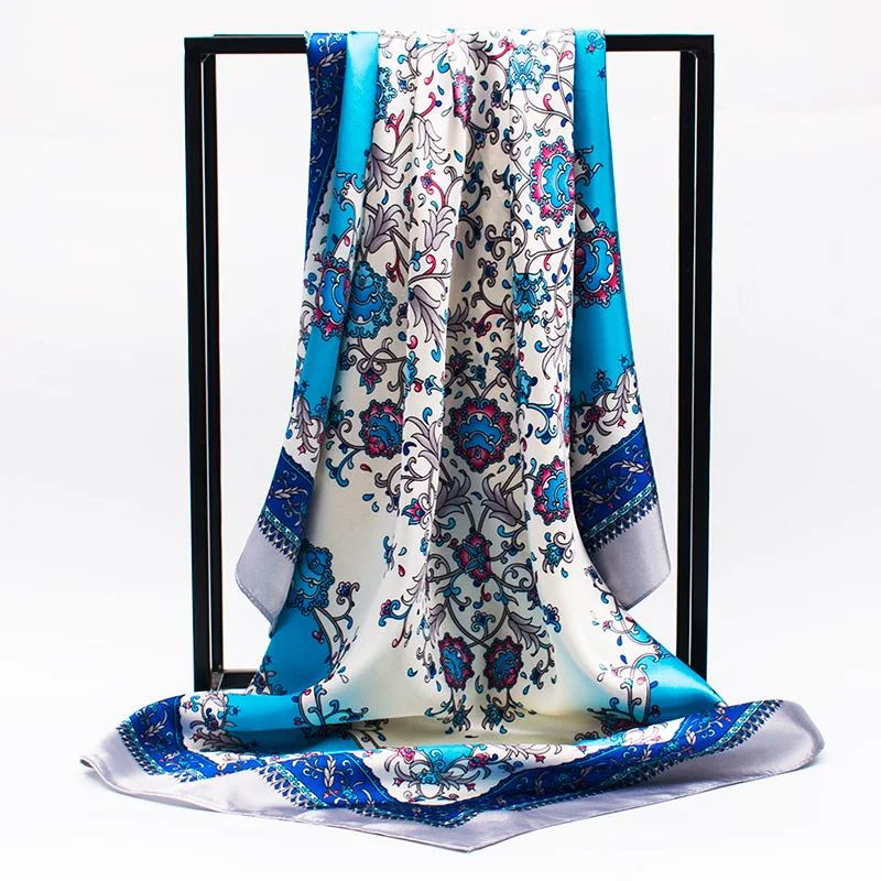 Square Silk Scarf 90*90cm Women Flowers Big Bandana Hijab Head Satin Silk Scarves Shawl Elegant Lace Shawl Wrap Square Silk Scarf 90*90cm Women Flowers Big Bandana Hijab Head Satin Silk Scarves Shawl Elegant Lace Shawl Wrap