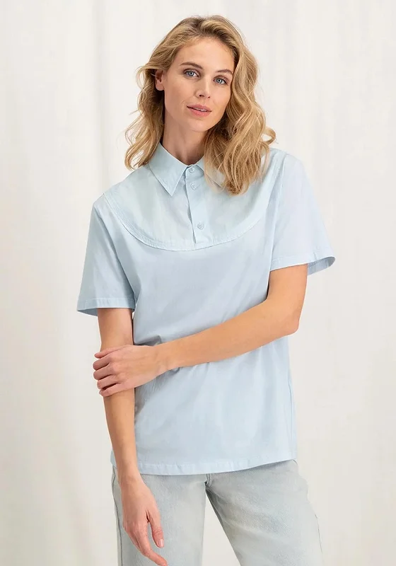 Yaya Shirt Collar Short Sleeve Jersey Top, Air Blue Budget-Friendly Jersey Tee