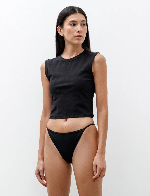Shell Top Bonded Jersey Black Halter Neck Jersey Tee