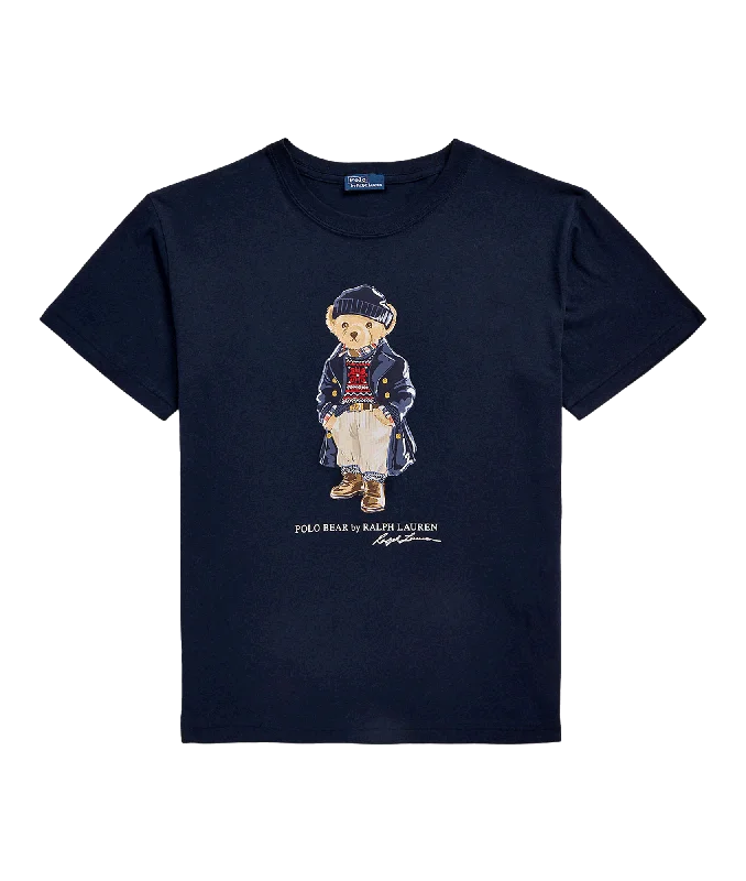 Polo Bear Logo Cotton Jersey Tee - Navy Short Sleeve Jersey Top